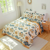 HKM-034195 Multi-Functional Cotton Gauze Towel Blanket Set with Pillow Towels - Soft, Breathable, and Versatile for All Seasons