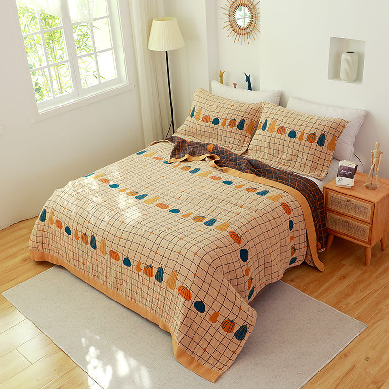 HKM-034195 Multi-Functional Cotton Gauze Towel Blanket Set with Pillow Towels - Soft, Breathable, and Versatile for All Seasons