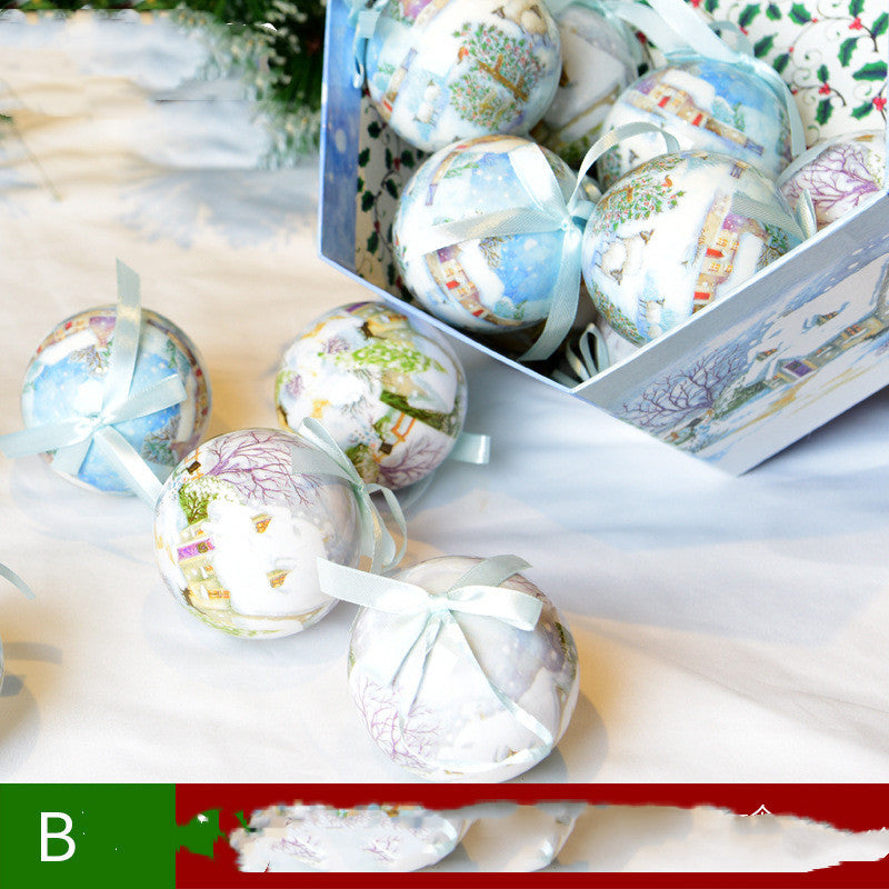 HKM-034323 Christmas Gift Box with Christmas Tree Decoration Pendant - Foam, 7.2cm, Variety of Prints, Includes 1 Bubble Sticker Christmas Ball
