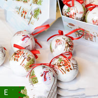 HKM-034323 Christmas Gift Box with Christmas Tree Decoration Pendant - Foam, 7.2cm, Variety of Prints, Includes 1 Bubble Sticker Christmas Ball