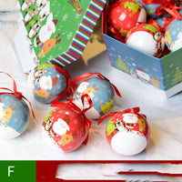 HKM-034323 Christmas Gift Box with Christmas Tree Decoration Pendant - Foam, 7.2cm, Variety of Prints, Includes 1 Bubble Sticker Christmas Ball
