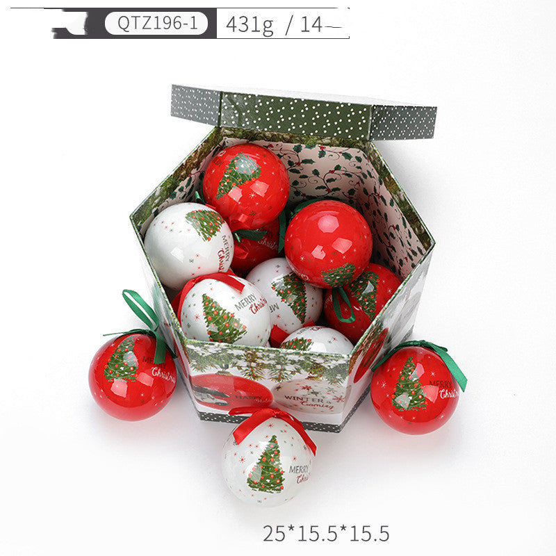 HKM-034323 Christmas Gift Box with Christmas Tree Decoration Pendant - Foam, 7.2cm, Variety of Prints, Includes 1 Bubble Sticker Christmas Ball