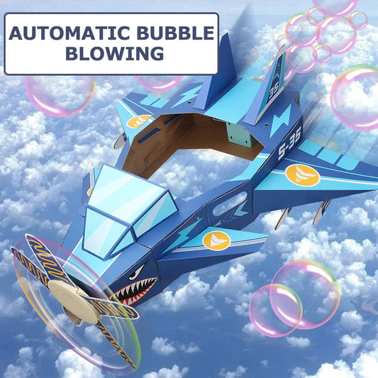 KTX-034451 Wearable DIY Shark Plane 3D Paper Puzzle Toy for Kids - Pretend Play Model