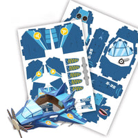 HKM-034451 Wearable DIY Shark Plane 3D Paper Puzzle Toy for Kids - Pretend Play Model