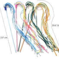 HKM-034643 Interactive Plush Cat Teaser Wand with Bell – Long Vibrant Stick for Indoor Play and Bonding