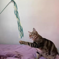 HKM-034643 Interactive Plush Cat Teaser Wand with Bell – Long Vibrant Stick for Indoor Play and Bonding
