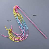HKM-034643 Interactive Plush Cat Teaser Wand with Bell – Long Vibrant Stick for Indoor Play and Bonding