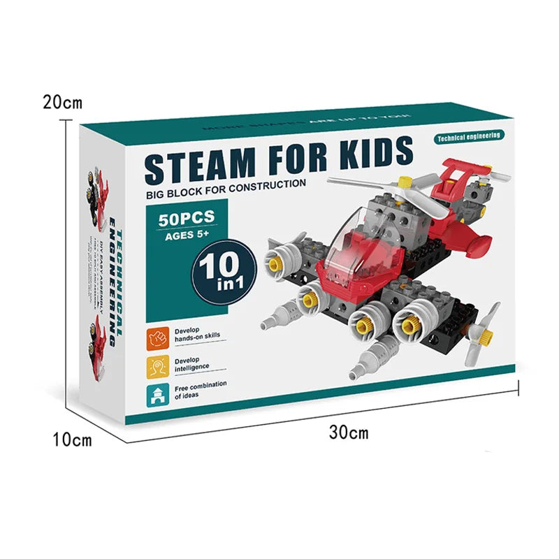 KTX-034707 DIY Airplane Building Blocks Set - 50-Piece Educational Puzzle for Kids, Ages 0-14