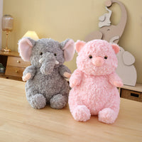 HKM-034899 Lazy Series Small Plush Elephant Doll - Gray Pig & Penguin Toy for Teens (25cm, 35cm)