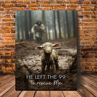 HKM-034963 Framed Canvas Art: He Left 99 Sheep to Save Me - Christian Wall Decor for Living Room and Bedroom