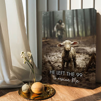 HKM-034963 Framed Canvas Art: He Left 99 Sheep to Save Me - Christian Wall Decor for Living Room and Bedroom