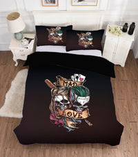 HKM-035027 Skull Head High Definition Black Polyester Fiber Bed Sheet Quilt Set