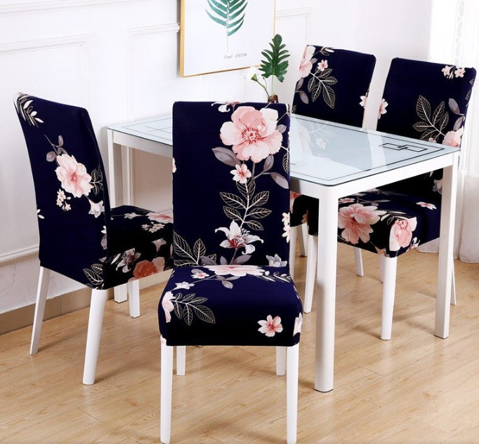 HKM-035091 Printed Stretch Dining Chair Covers - Set of 4 or 6 for Furniture Protection and Style