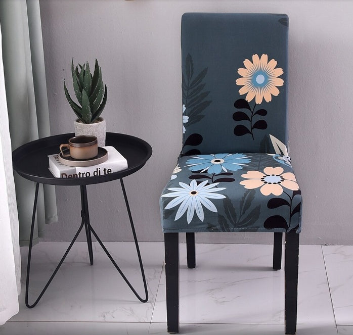 HKM-035091 Printed Stretch Dining Chair Covers - Set of 4 or 6 for Furniture Protection and Style