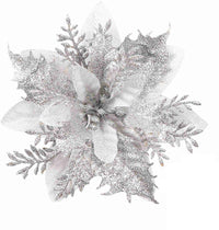 HKM-035155 Double-Layer Christmas Flower Garland in Gold, Red, Silver - 14cm Plastic Decoration