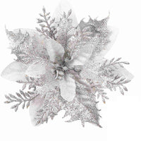 HKM-035155 Double-Layer Christmas Flower Garland in Gold, Red, Silver - 14cm Plastic Decoration