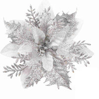 HKM-035155 Double-Layer Christmas Flower Garland in Gold, Red, Silver - 14cm Plastic Decoration