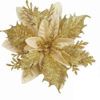 HKM-035155 Double-Layer Christmas Flower Garland in Gold, Red, Silver - 14cm Plastic Decoration
