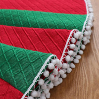 HKM-035475 48-Inch Christmas Tree Skirt with Red and Green Stitching, Knitted Non-Woven Fabric