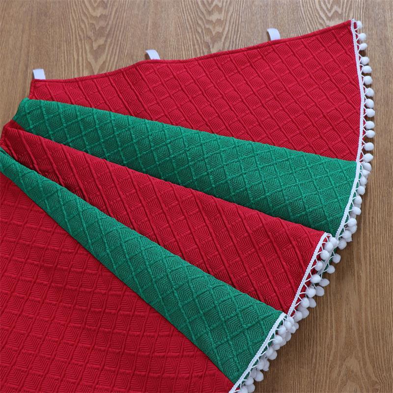 HKM-035475 48-Inch Christmas Tree Skirt with Red and Green Stitching, Knitted Non-Woven Fabric