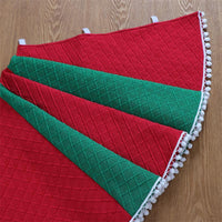 HKM-035475 48-Inch Christmas Tree Skirt with Red and Green Stitching, Knitted Non-Woven Fabric
