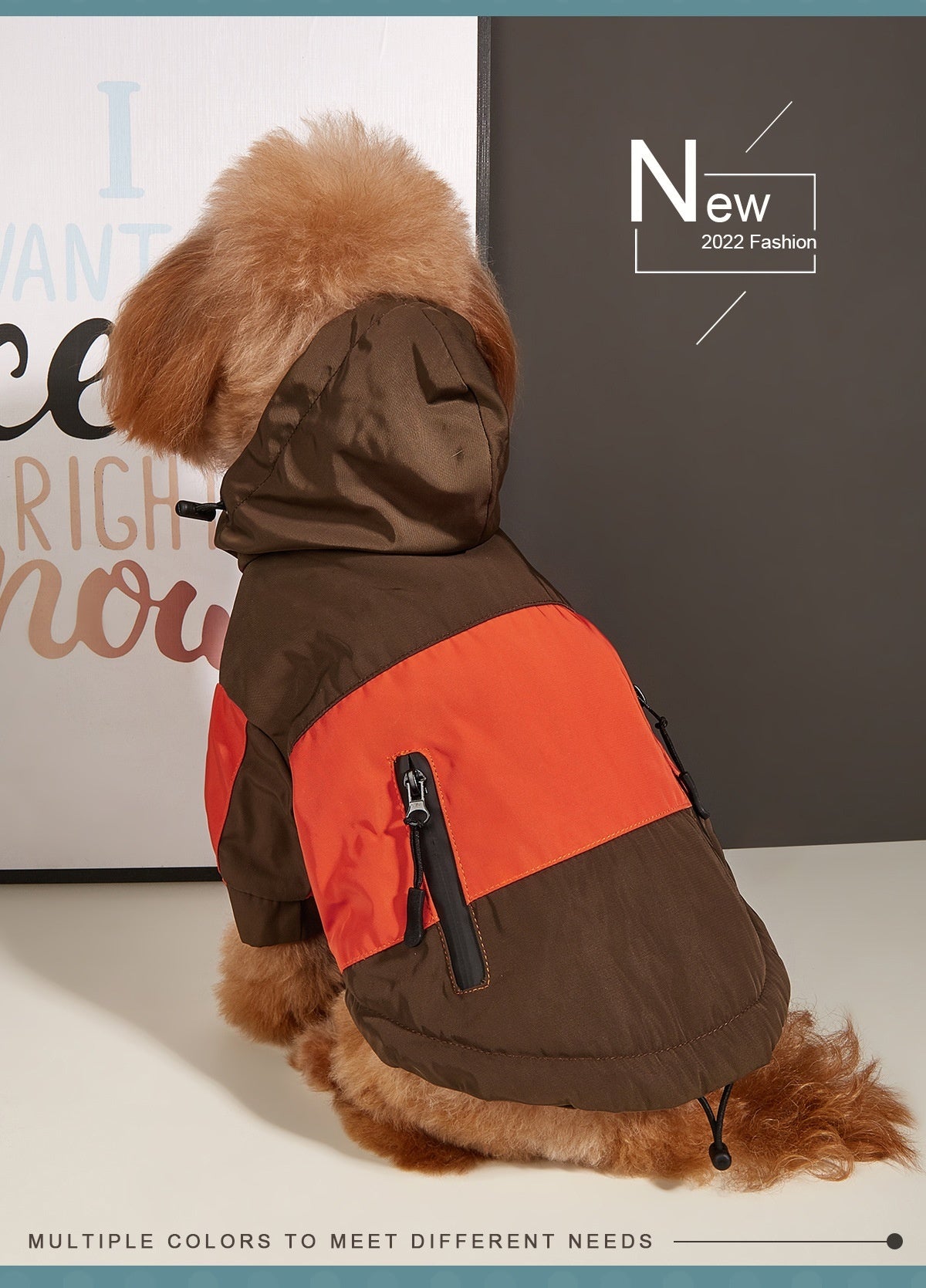 HKM-035475 Waterproof Warm Dog Jacket for Autumn and Winter - Casual Pet Raincoat in Three Color Options