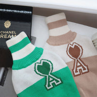 HKM-035603 Cozy Wool Baseball Jacket for Dogs in Green and Khaki - Autumn and Winter Style