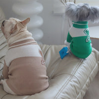 HKM-035603 Cozy Wool Baseball Jacket for Dogs in Green and Khaki - Autumn and Winter Style
