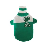 HKM-035603 Cozy Wool Baseball Jacket for Dogs in Green and Khaki - Autumn and Winter Style
