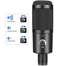 HKM-035731 USB Condenser Microphone for Laptops and Computers with Volume Control and Enhanced Sensitivity