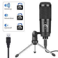 HKM-035731 USB Condenser Microphone for Laptops and Computers with Volume Control and Enhanced Sensitivity