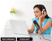 HKM-035731 USB Condenser Microphone for Laptops and Computers with Volume Control and Enhanced Sensitivity