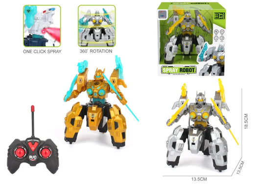 HKM-035859 360 Degree Rotating Remote Control Robot Toy with Lights and Spray for Kids