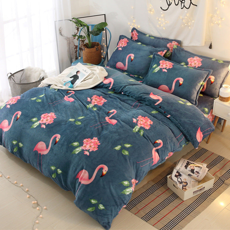 HKM-035859 Plush Two-Piece and Three-Piece Bed Linen Set with Multiple Size Options