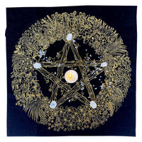 HKM-035859 Thick Velvet Tarot Tablecloth with Crystal Flower Design - 60cm x 60cm