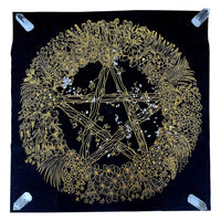HKM-035859 Thick Velvet Tarot Tablecloth with Crystal Flower Design - 60cm x 60cm