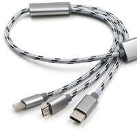 HKM-035923 Three-in-One Universal USB Charging Cable - Type-C, Micro USB, 0.2m in Gold, Rose Gold, Silver
