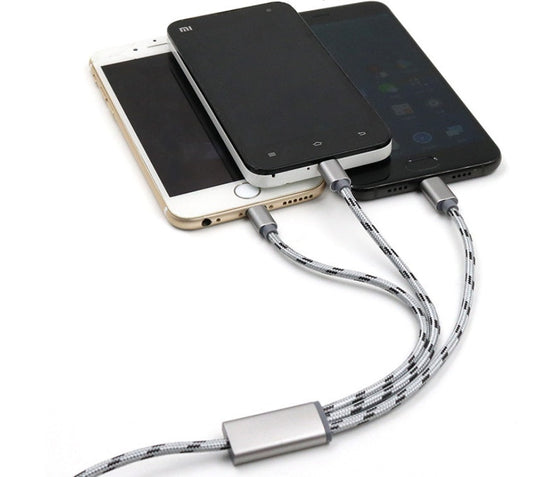 HKM-035923 Three-in-One Universal USB Charging Cable - Type-C, Micro USB, 0.2m in Gold, Rose Gold, Silver