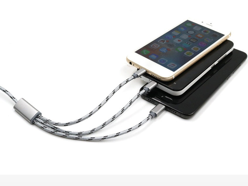 HKM-035923 Three-in-One Universal USB Charging Cable - Type-C, Micro USB, 0.2m in Gold, Rose Gold, Silver