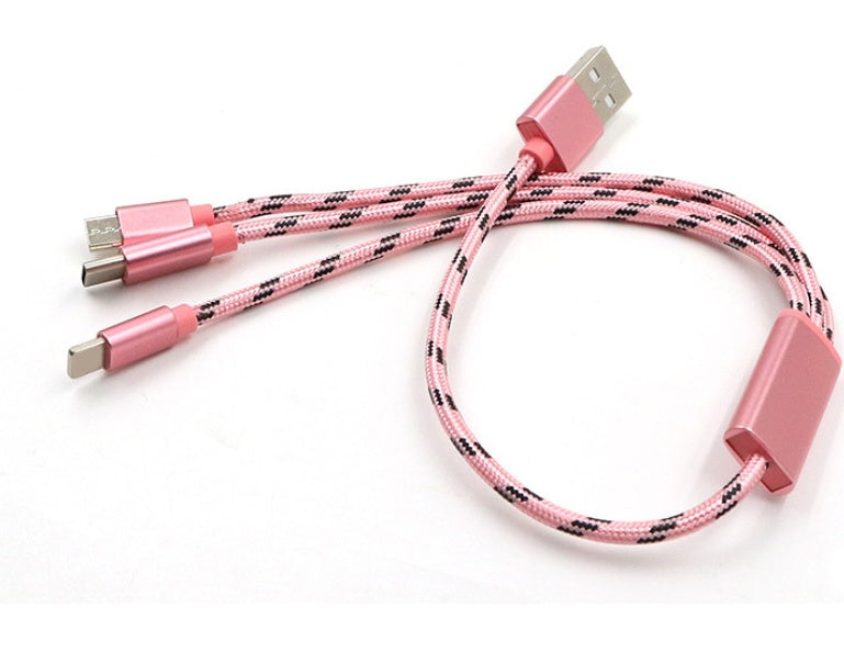 HKM-035923 Three-in-One Universal USB Charging Cable - Type-C, Micro USB, 0.2m in Gold, Rose Gold, Silver