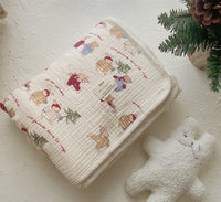 HKM-036179 Double Layer Pure Cotton Plush Blanket for Infants and Newborns - 90x130cm, Various Designs