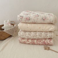 HKM-036179 Double Layer Pure Cotton Plush Blanket for Infants and Newborns - 90x130cm, Various Designs