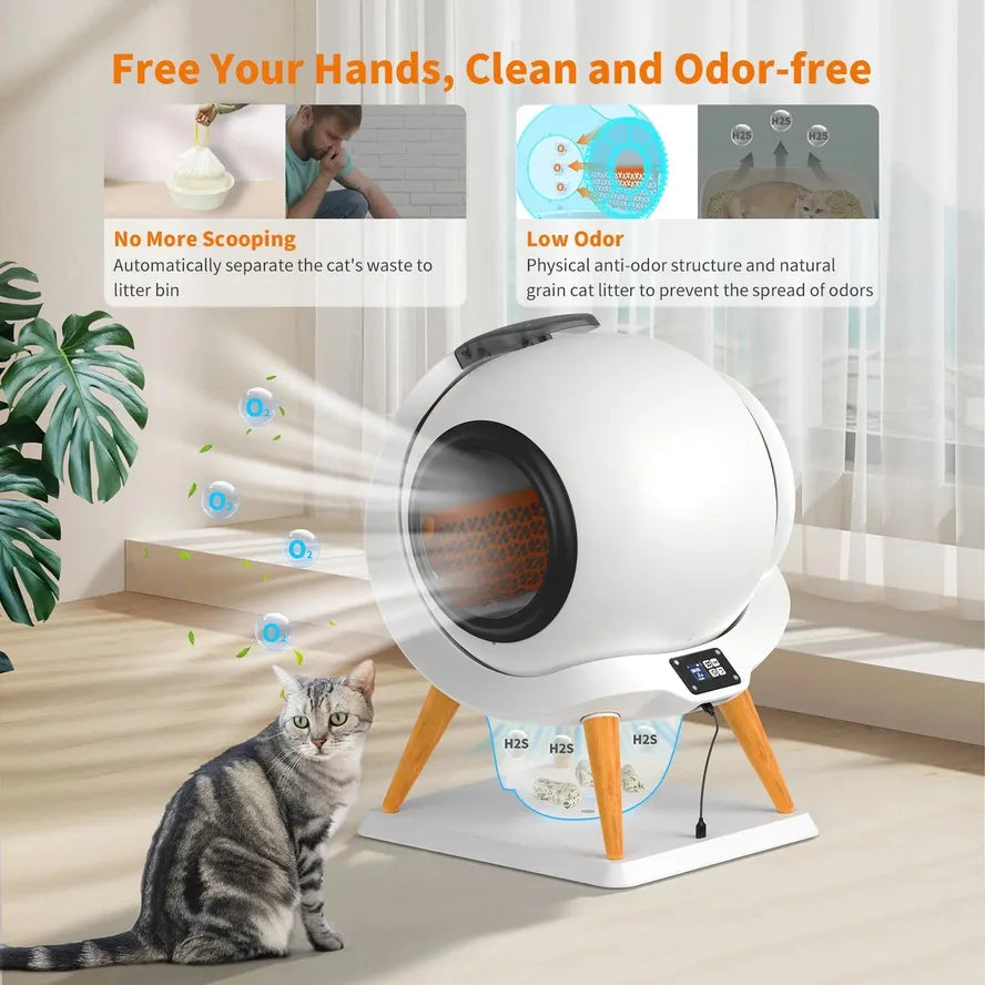 KTX-036627 Smart Automatic Cat Litter Box with WiFi Connectivity and Ultra-quiet Self-Cleaning Feature