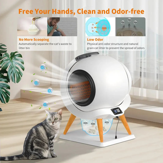 KTX-036627 Smart Automatic Cat Litter Box with WiFi Connectivity and Ultra-quiet Self-Cleaning Feature