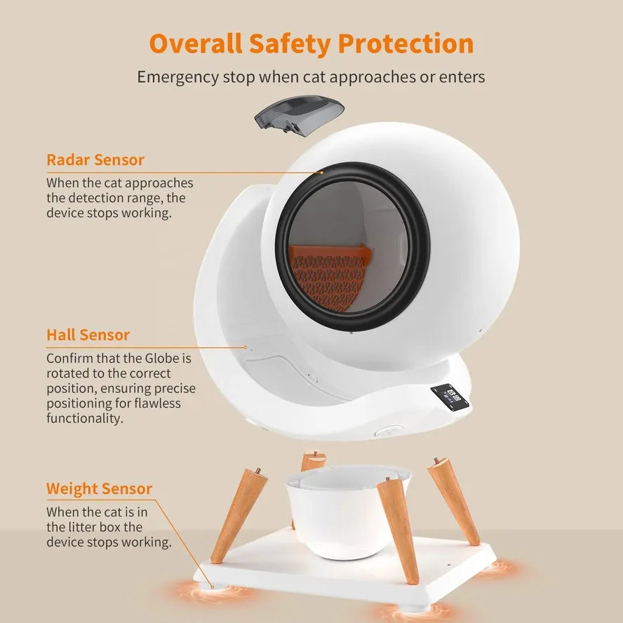 KTX-036627 Smart Automatic Cat Litter Box with WiFi Connectivity and Ultra-quiet Self-Cleaning Feature