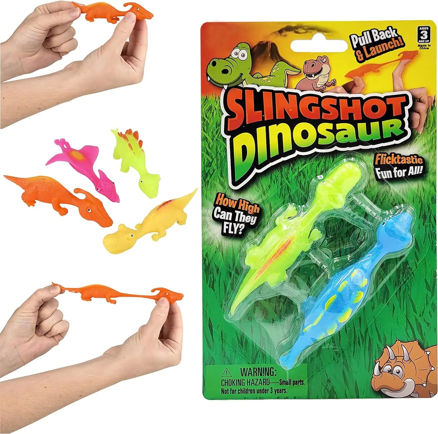 HKM-036819 Dinosaur Slingshot Finger Toy - Fun Rubber Stretchy Design for Ages 5 and Up