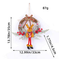 HKM-036819 Handmade Vine Ring Garland with Elk, Snowman, and Elderly Styles for Door and Wall Decoration