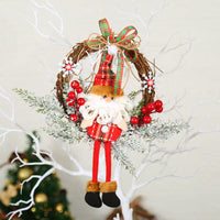 HKM-036819 Handmade Vine Ring Garland with Elk, Snowman, and Elderly Styles for Door and Wall Decoration