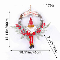 HKM-036819 Handmade Vine Ring Garland with Elk, Snowman, and Elderly Styles for Door and Wall Decoration