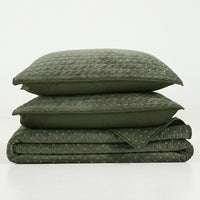 HKM-037011 Luxury Pure Polyester Flannel 3-Piece Bed Cover Set - Queen & King Sizes, Green